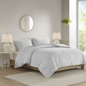3 Piece Tufted Woven Medallion Duvet Cover Set (Color: as Pic)