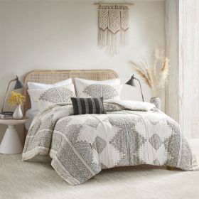 4 Piece Printed Comforter Set with Throw Pillow (Color: as Pic)
